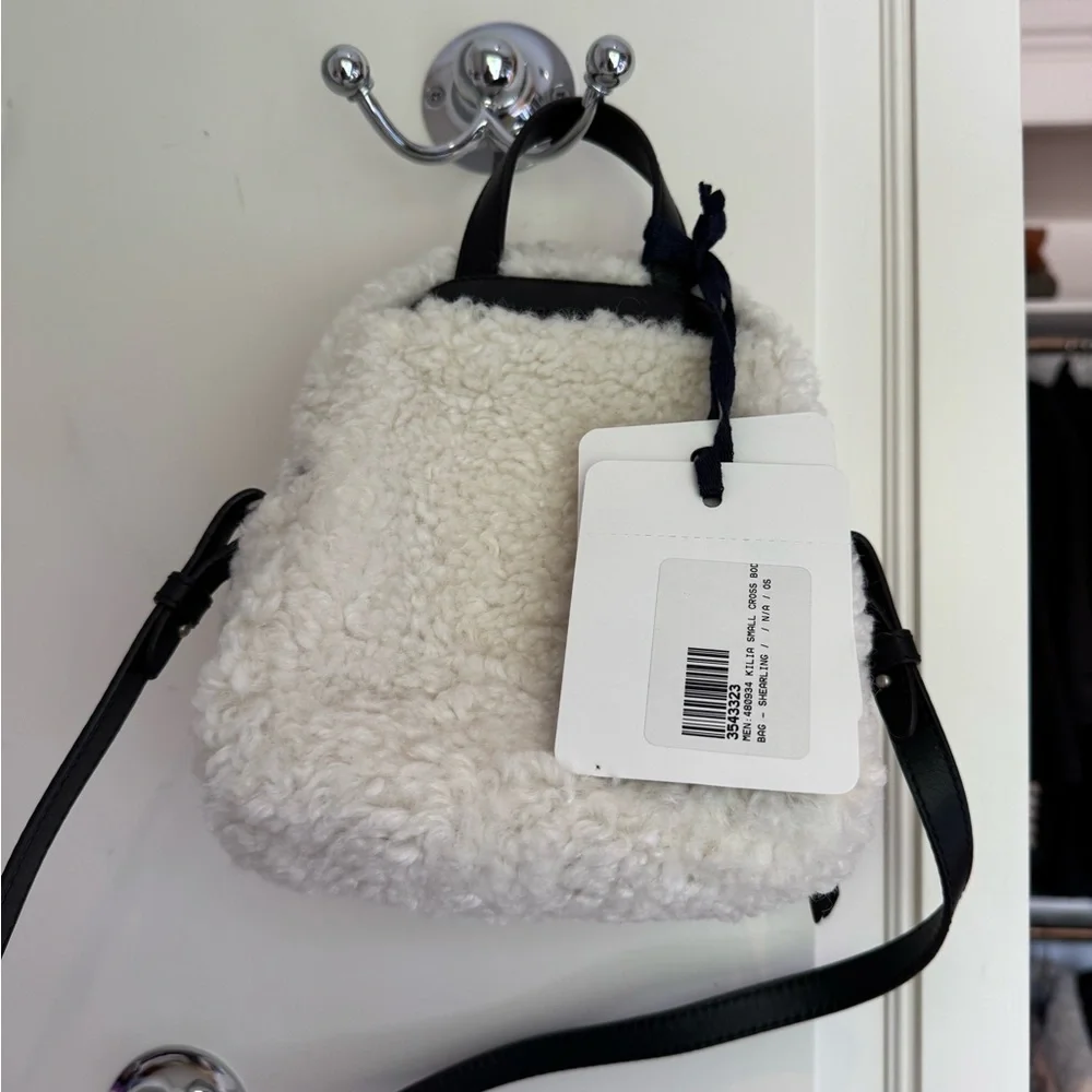 Moncler Kilia Black and White Shearling Crossbody Bag - Picture 4 of 7
